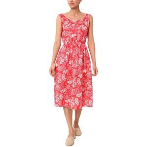 1970s Vintage The Lilly Pulitzer Coral Pink Sleeveless Floral Midi Dress Small